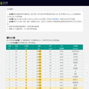 ASCII码 - 基本ASCII码和扩展ASCII码,中文最全ASCII码对照表0~255